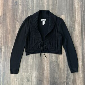 Vintage Two-One-Two Studio New York Knit Sweater Cardigan Crop Fit Black Medium